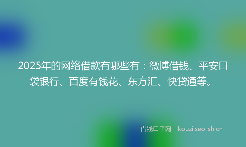 2025年的网络借款有哪些有：微博借钱、平安口袋银行、百度有钱花、东方汇、快贷通等。