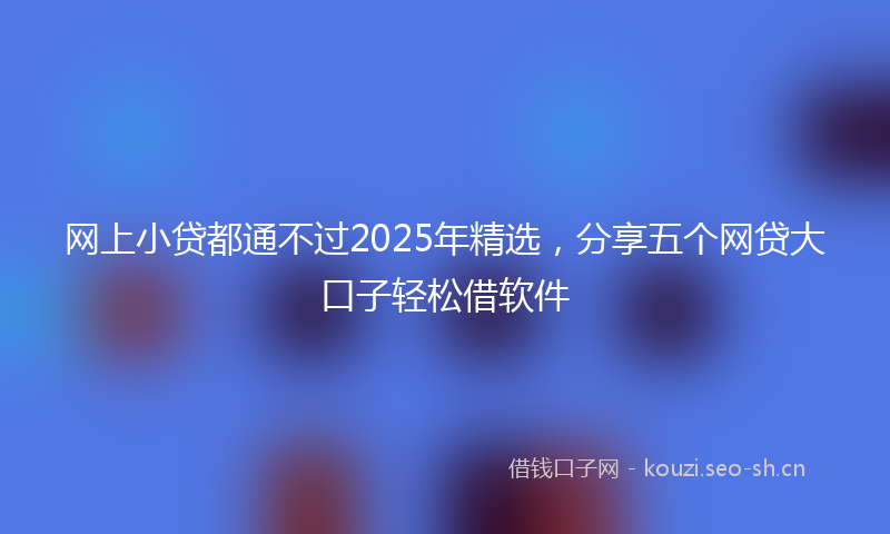 网上小贷都通不过2025年精选，分享五个网贷大口子轻松借软件