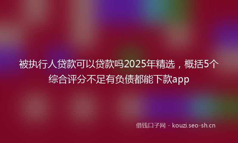 被执行人贷款可以贷款吗2025年精选，概括5个综合评分不足有负债都能下款app