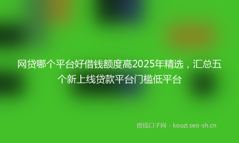 网贷哪个平台好借钱额度高2025年精选，汇总五个新上线贷款平台门槛低平台