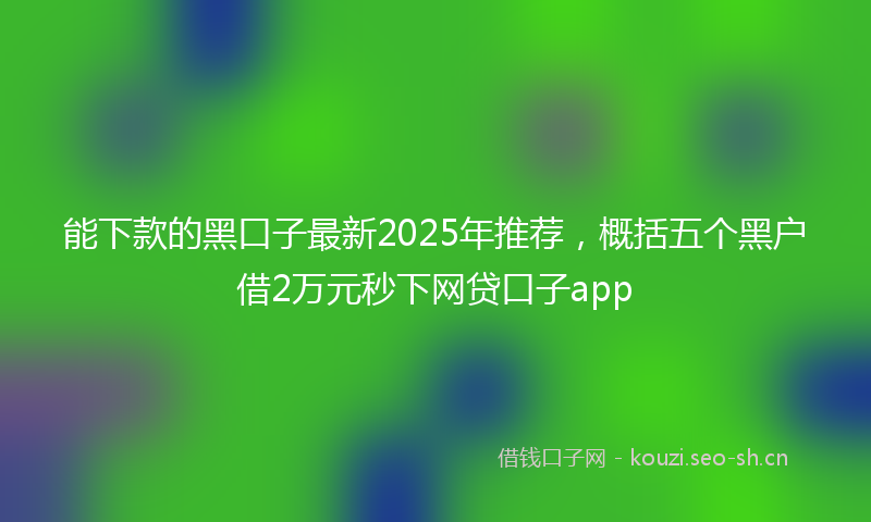 能下款的黑口子最新2025年推荐，概括五个黑户借2万元秒下网贷口子app
