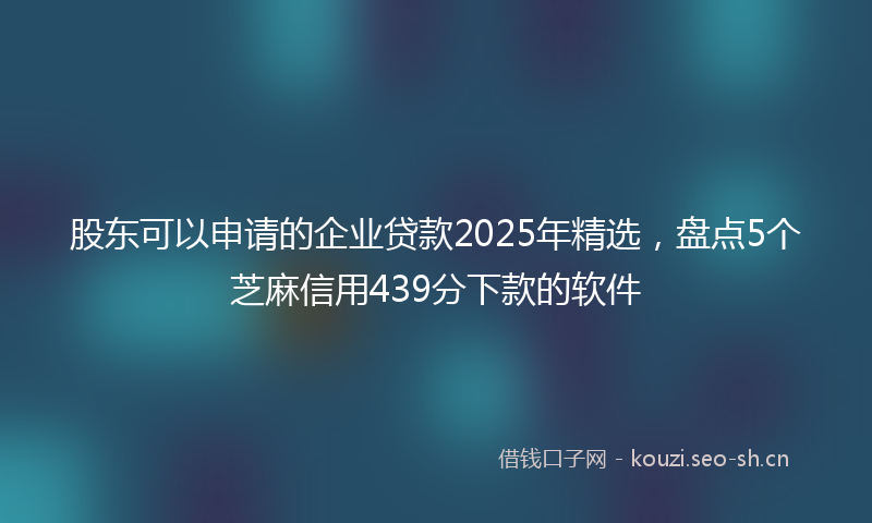 股东可以申请的企业贷款2025年精选，盘点5个芝麻信用439分下款的软件