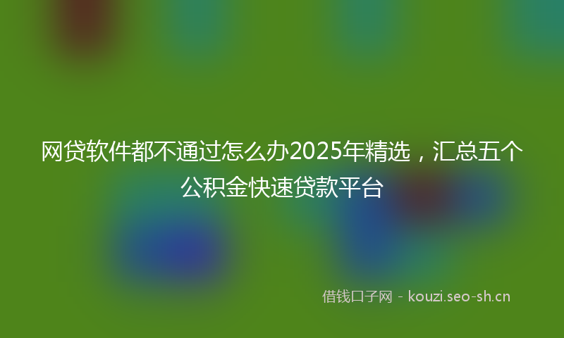 网贷软件都不通过怎么办2025年精选，汇总五个公积金快速贷款平台