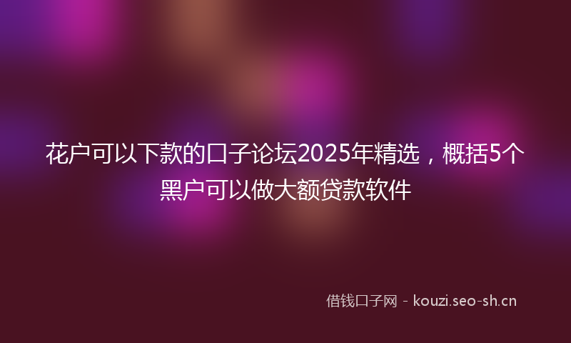 花户可以下款的口子论坛2025年精选，概括5个黑户可以做大额贷款软件