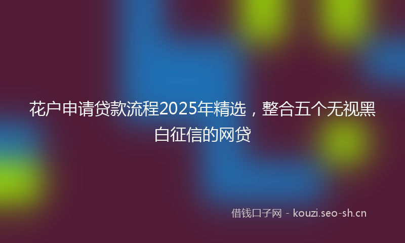 花户申请贷款流程2025年精选，整合五个无视黑白征信的网贷