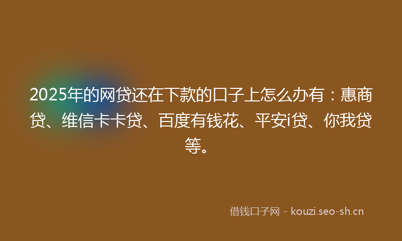 2025年的网贷还在下款的口子上怎么办有：惠商贷、维信卡卡贷、百度有钱花、平安i贷、你我贷等。