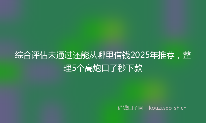 综合评估未通过还能从哪里借钱2025年推荐，整理5个高炮口子秒下款
