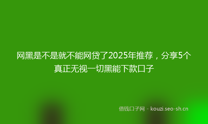 网黑是不是就不能网贷了2025年推荐，分享5个真正无视一切黑能下款口子