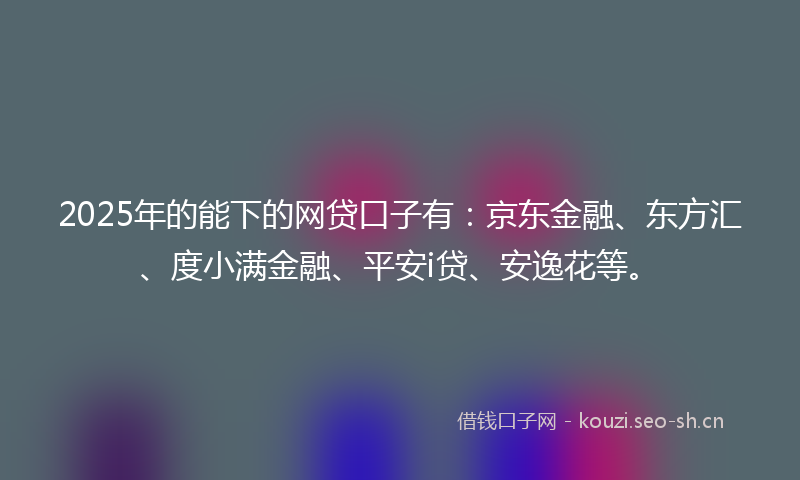2025年的能下的网贷口子有：京东金融、东方汇、度小满金融、平安i贷、安逸花等。