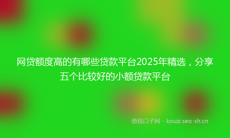 网贷额度高的有哪些贷款平台2025年精选，分享五个比较好的小额贷款平台