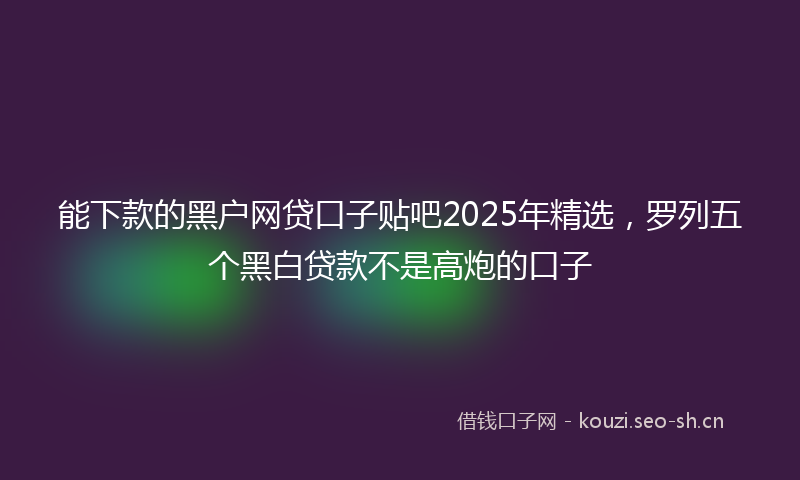 能下款的黑户网贷口子贴吧2025年精选，罗列五个黑白贷款不是高炮的口子