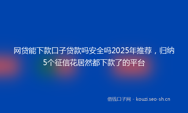 网贷能下款口子贷款吗安全吗2025年推荐，归纳5个征信花居然都下款了的平台