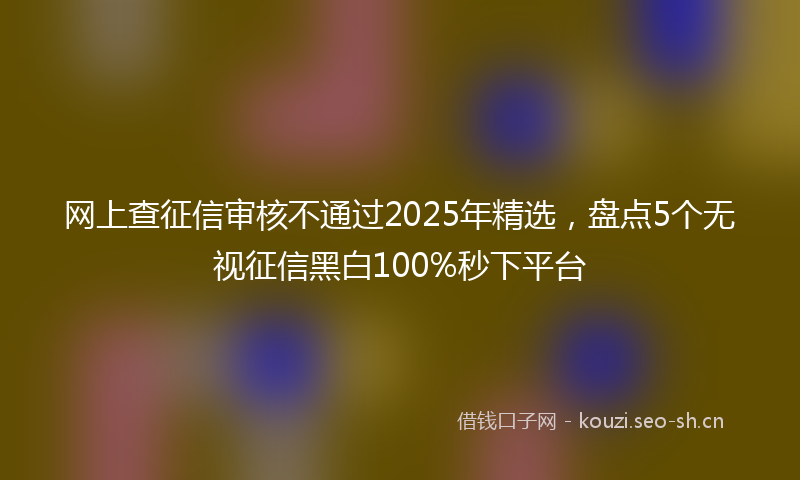 网上查征信审核不通过2025年精选，盘点5个无视征信黑白100%秒下平台