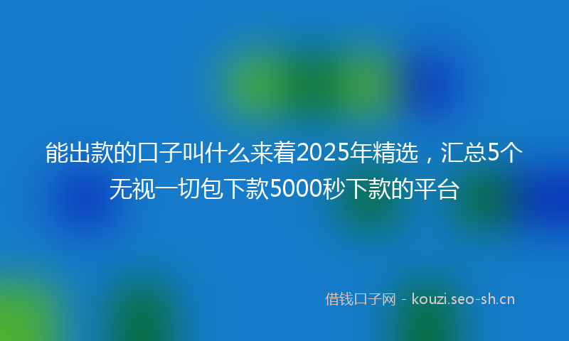 能出款的口子叫什么来着2025年精选，汇总5个无视一切包下款5000秒下款的平台