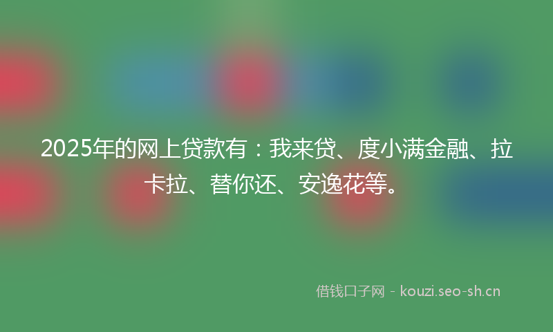2025年的网上贷款有：我来贷、度小满金融、拉卡拉、替你还、安逸花等。