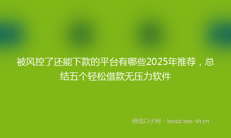 被风控了还能下款的平台有哪些2025年推荐，总结五个轻松借款无压力软件
