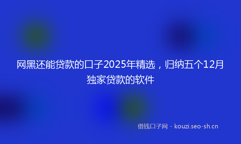 网黑还能贷款的口子2025年精选，归纳五个12月独家贷款的软件