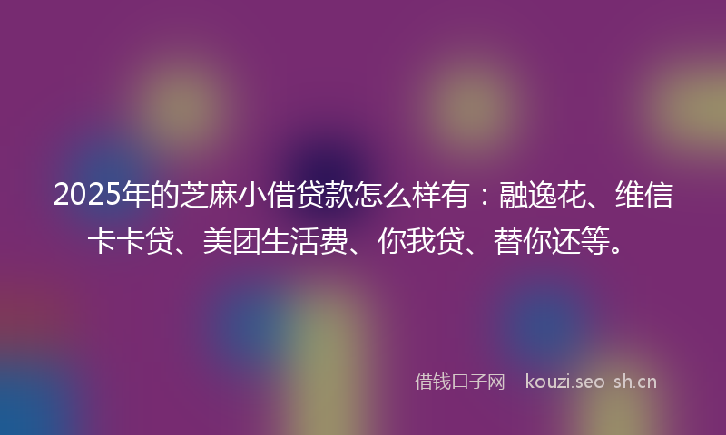2025年的芝麻小借贷款怎么样有：融逸花、维信卡卡贷、美团生活费、你我贷、替你还等。
