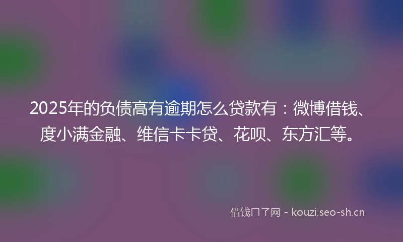 2025年的负债高有逾期怎么贷款有：微博借钱、度小满金融、维信卡卡贷、花呗、东方汇等。