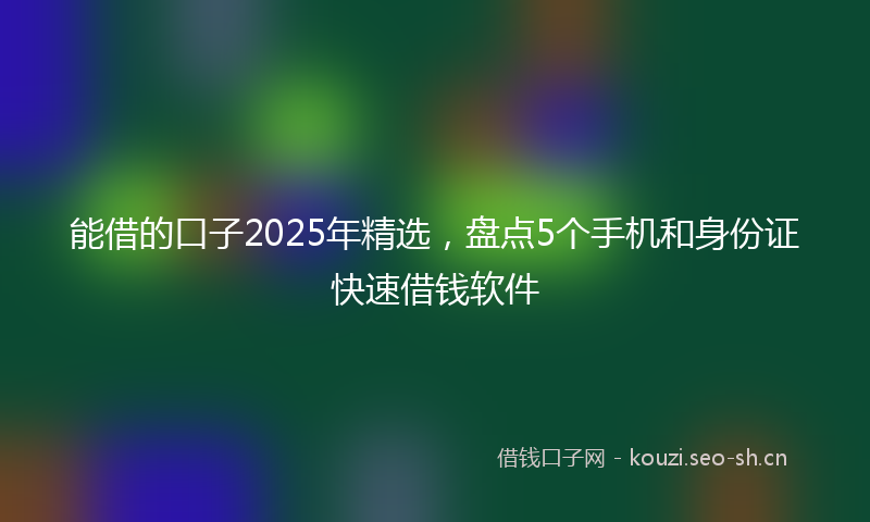 能借的口子2025年精选，盘点5个手机和身份证快速借钱软件