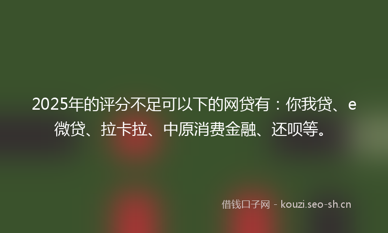 2025年的评分不足可以下的网贷有：你我贷、e微贷、拉卡拉、中原消费金融、还呗等。