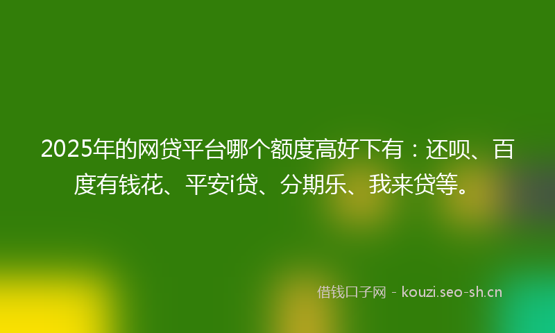 2025年的网贷平台哪个额度高好下有：还呗、百度有钱花、平安i贷、分期乐、我来贷等。
