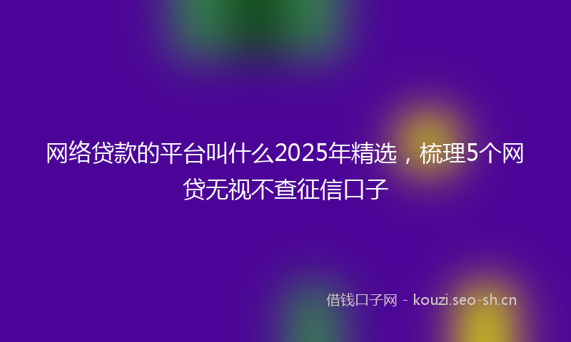 网络贷款的平台叫什么2025年精选，梳理5个网贷无视不查征信口子