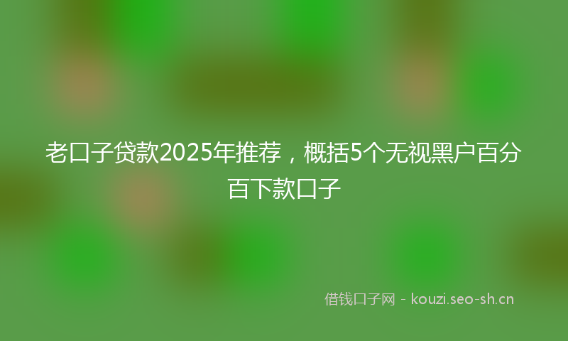 老口子贷款2025年推荐，概括5个无视黑户百分百下款口子