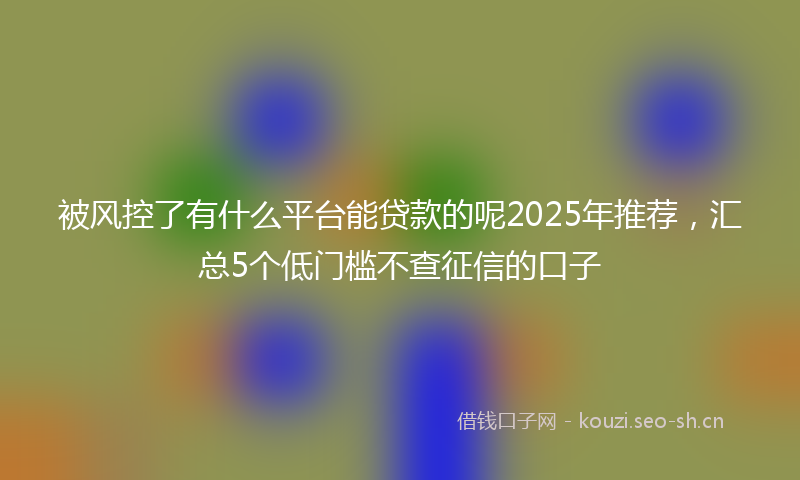 被风控了有什么平台能贷款的呢2025年推荐，汇总5个低门槛不查征信的口子
