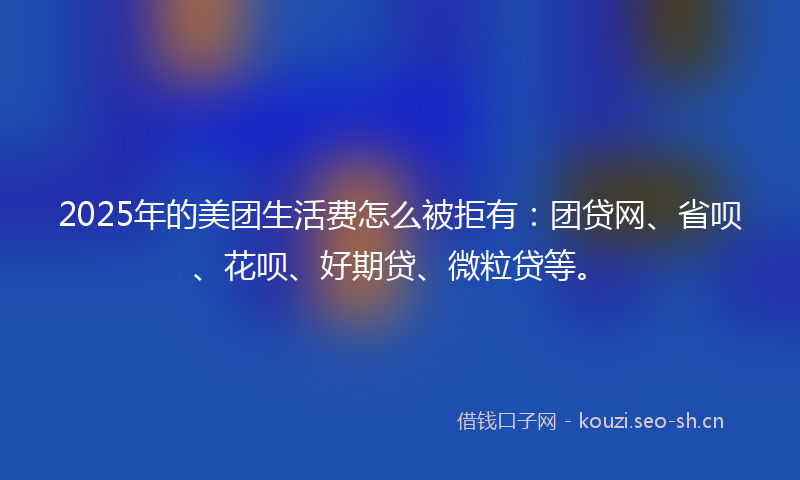 2025年的美团生活费怎么被拒有：团贷网、省呗、花呗、好期贷、微粒贷等。
