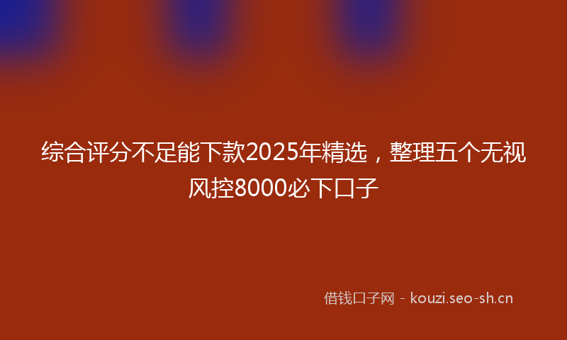 综合评分不足能下款2025年精选，整理五个无视风控8000必下口子
