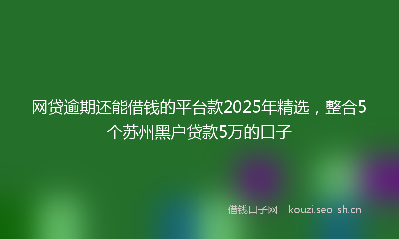 网贷逾期还能借钱的平台款2025年精选，整合5个苏州黑户贷款5万的口子