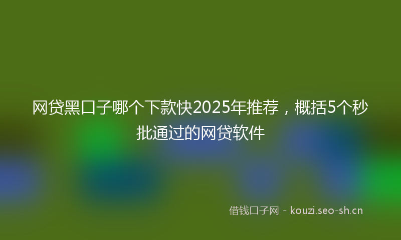 网贷黑口子哪个下款快2025年推荐，概括5个秒批通过的网贷软件