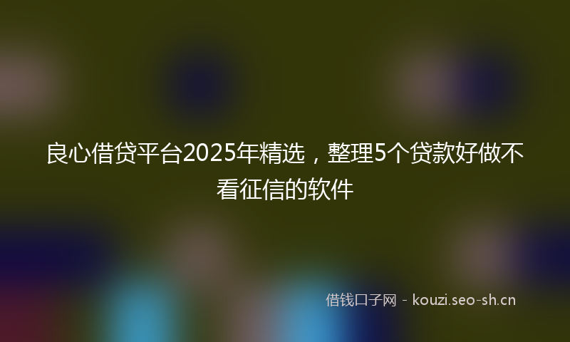 良心借贷平台2025年精选，整理5个贷款好做不看征信的软件