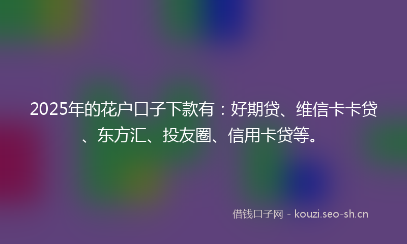 2025年的花户口子下款有：好期贷、维信卡卡贷、东方汇、投友圈、信用卡贷等。