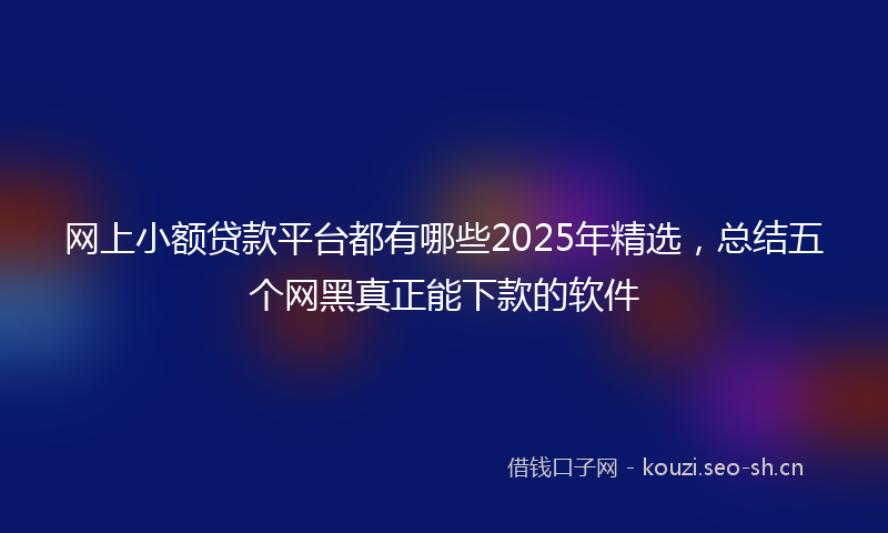 网上小额贷款平台都有哪些2025年精选，总结五个网黑真正能下款的软件