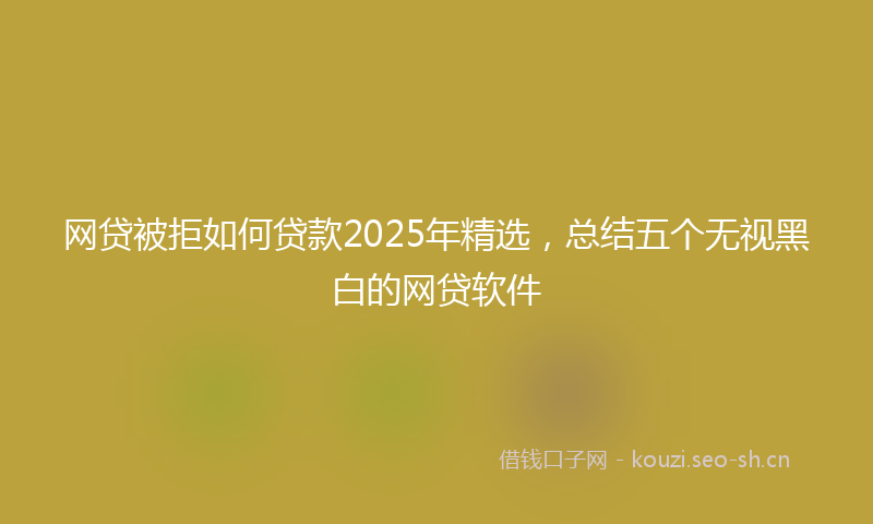网贷被拒如何贷款2025年精选，总结五个无视黑白的网贷软件