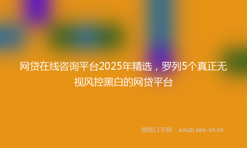 网贷在线咨询平台2025年精选，罗列5个真正无视风控黑白的网贷平台