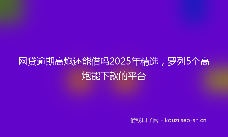 网贷逾期高炮还能借吗2025年精选，罗列5个高炮能下款的平台