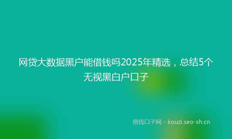 网贷大数据黑户能借钱吗2025年精选,总结5个无视黑白户口子
