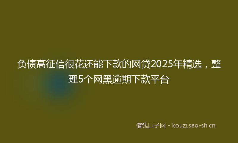 负债高征信很花还能下款的网贷2025年精选，整理5个网黑逾期下款平台