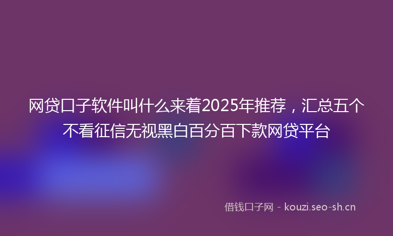 网贷口子软件叫什么来着2025年推荐，汇总五个不看征信无视黑白百分百下款网贷平台