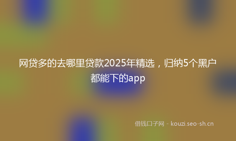 网贷多的去哪里贷款2025年精选，归纳5个黑户都能下的app