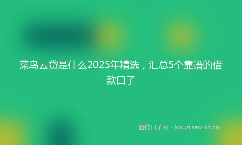 菜鸟云贷是什么2025年精选，汇总5个靠谱的借款口子
