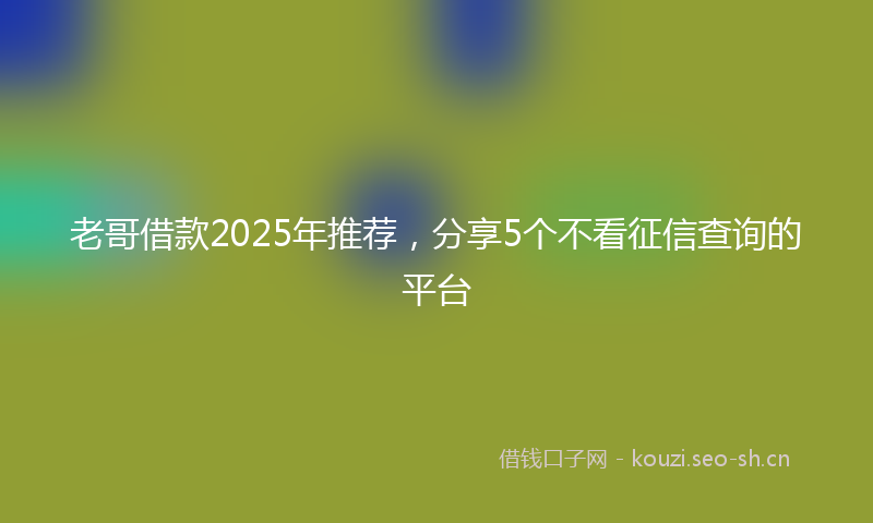 老哥借款2025年推荐，分享5个不看征信查询的平台