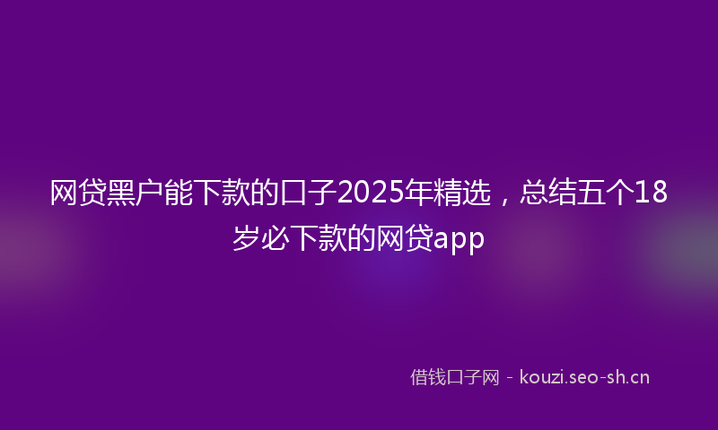 网贷黑户能下款的口子2025年精选，总结五个18岁必下款的网贷app