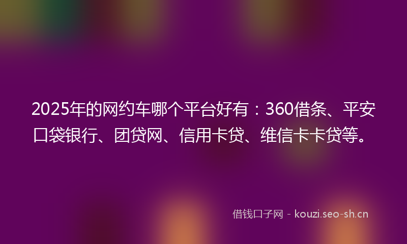 2025年的网约车哪个平台好有：360借条、平安口袋银行、团贷网、信用卡贷、维信卡卡贷等。