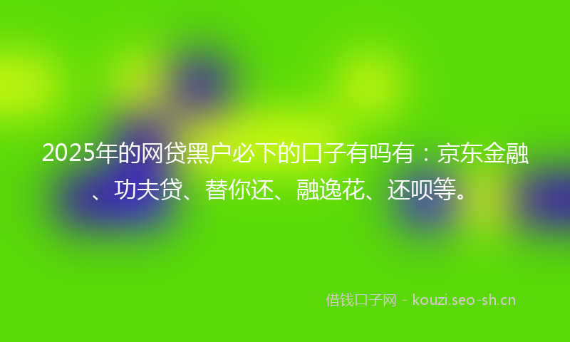 2025年的网贷黑户必下的口子有吗有：京东金融、功夫贷、替你还、融逸花、还呗等。