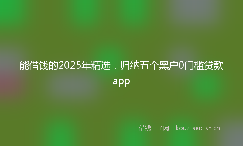 能借钱的2025年精选，归纳五个黑户0门槛贷款app