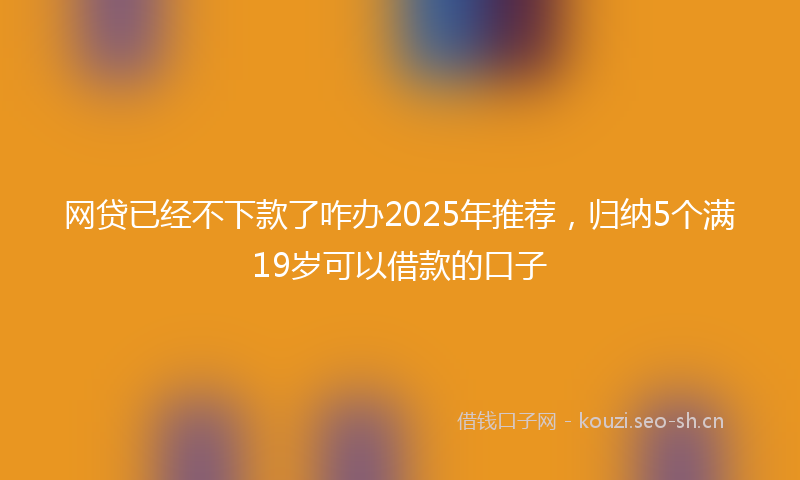 网贷已经不下款了咋办2025年推荐，归纳5个满19岁可以借款的口子
